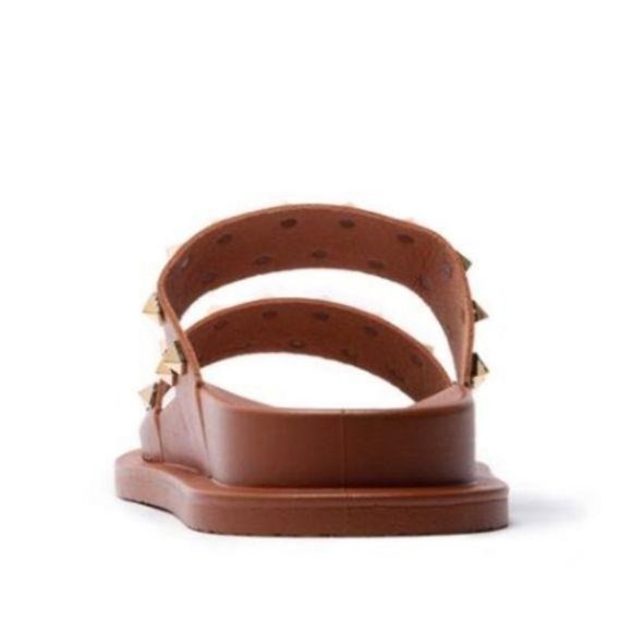 !! NEW !! Studded Double Strap Slides in Cognac - Picture 3 of 4